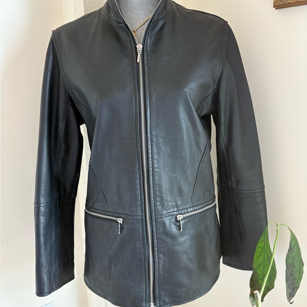 Elegant Black Leather Jacket for Women